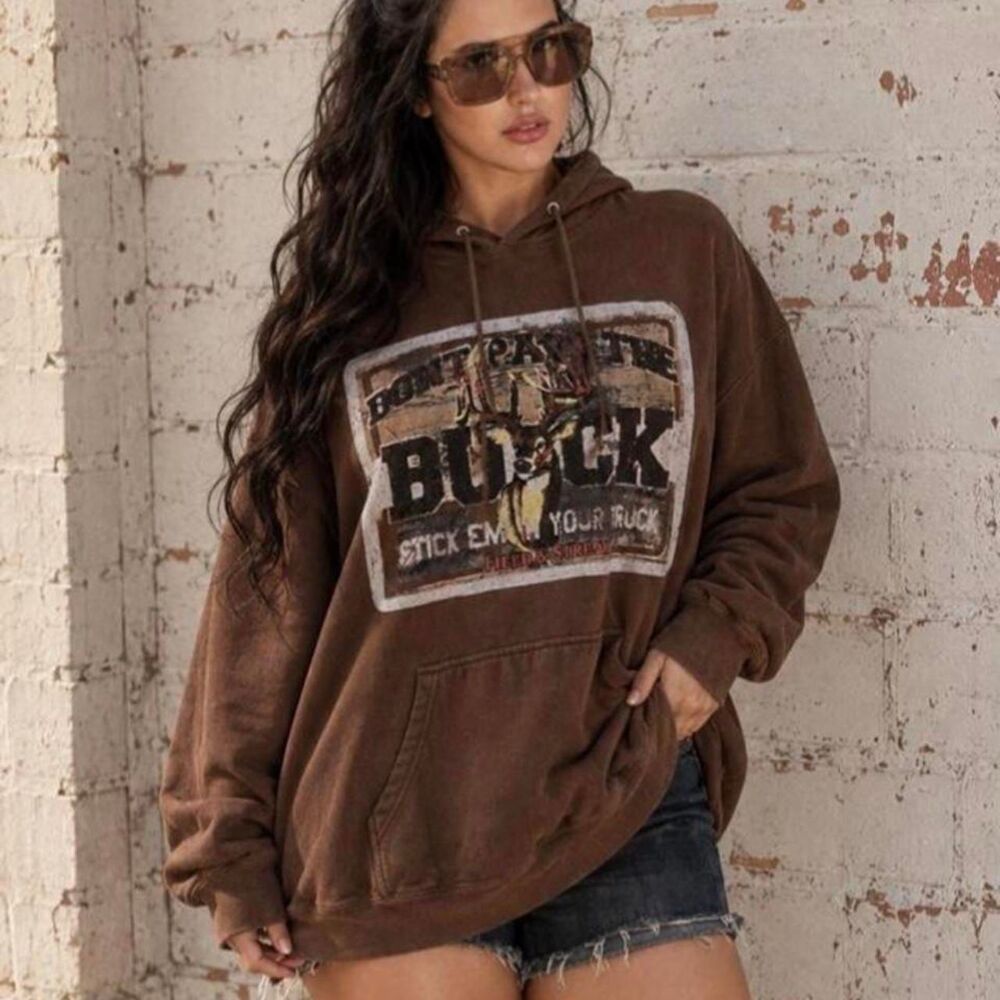 Unbranded Women's Brown and Khaki Hoodie